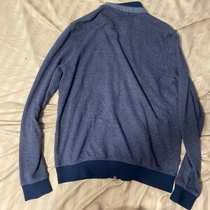 Bugatti Navy Textured Zip-Up Sweater